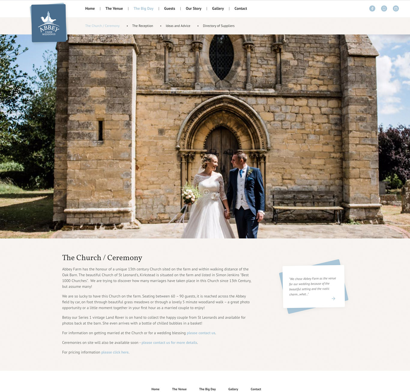 Abbey Farm Weddings on desktop