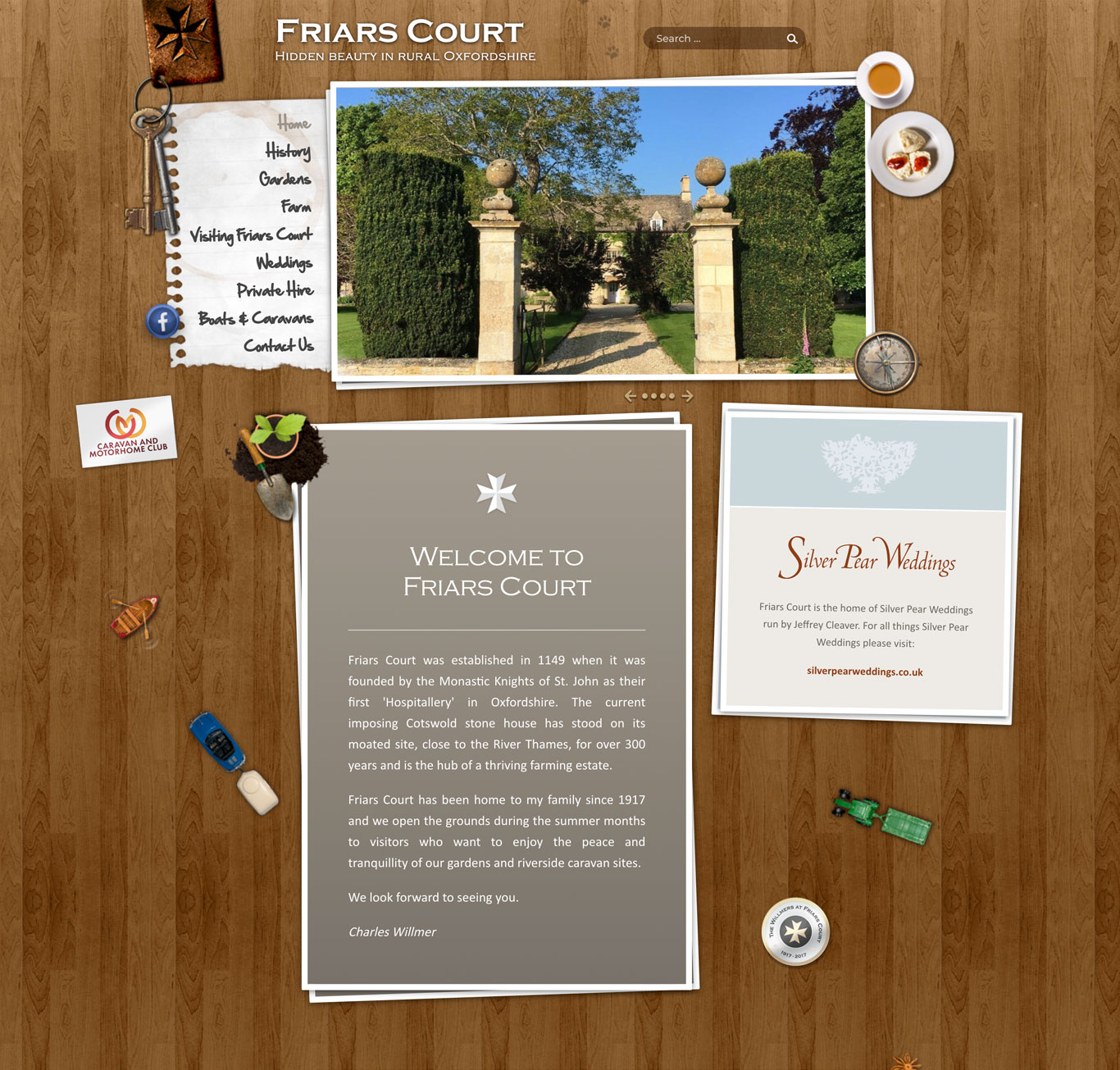 The Friars Court website on desktop